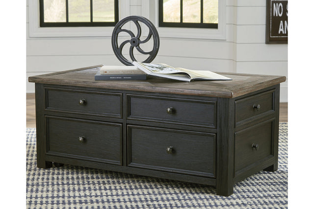 Tyler Creek Grayish Brown/Black Coffee Table and 2 End Tables T736