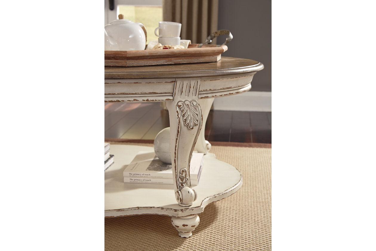 Realyn White/Brown 3pc Coffee Table Set T743