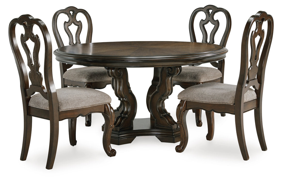Maylee Dark Brown Round Dining Room Set D947