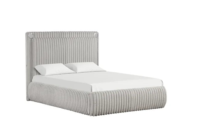Diana Grey Fabric King Platform BLUETOOTH SPEAKERS Bed