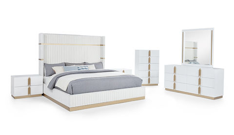 Evon White/Gold Bedroom Set B7551
