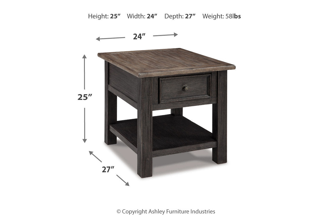 Tyler Creek Grayish Brown/Black Coffee Table and 2 End Tables T736
