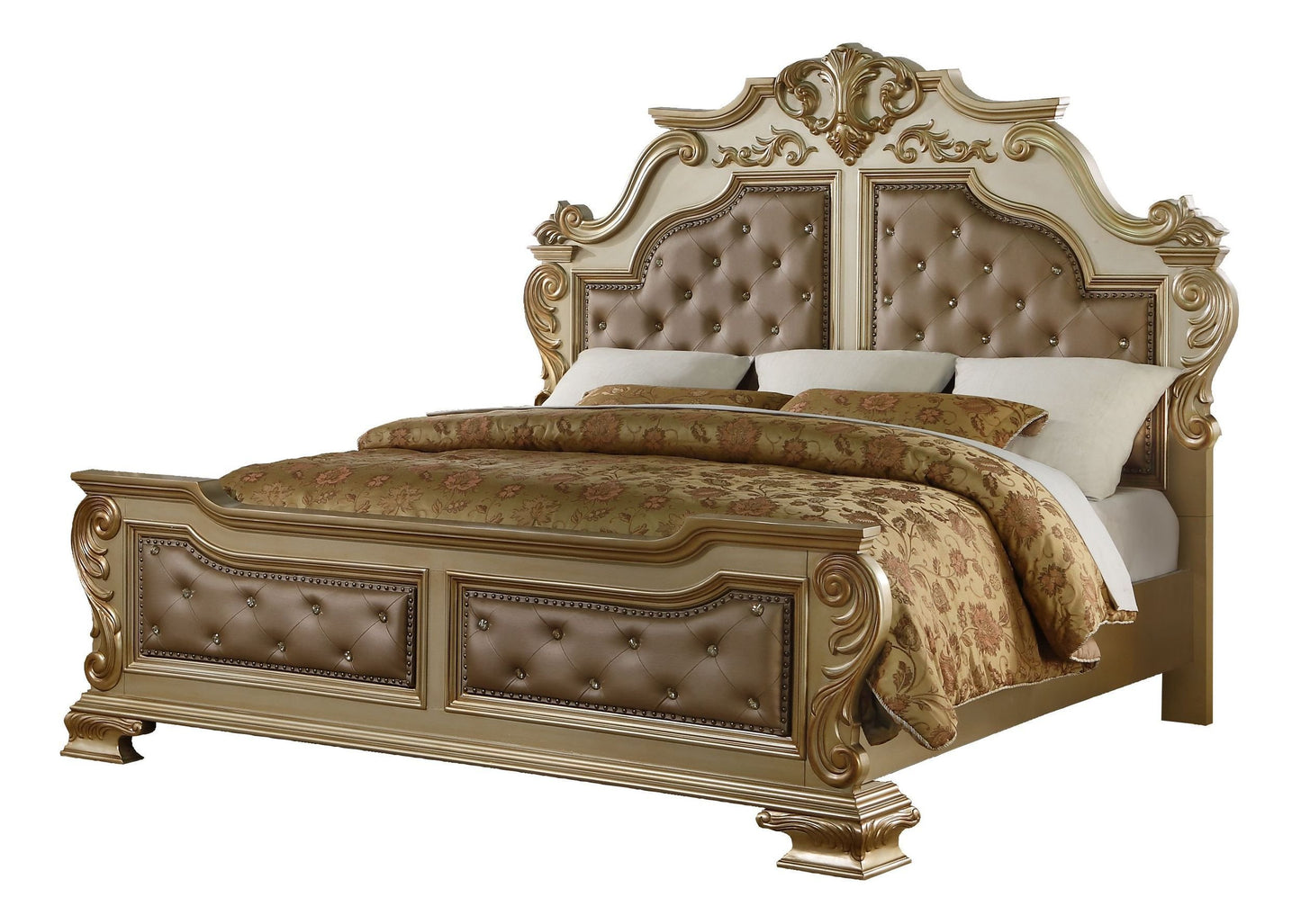 Miranda Collection Gold Finish Bedroom Set