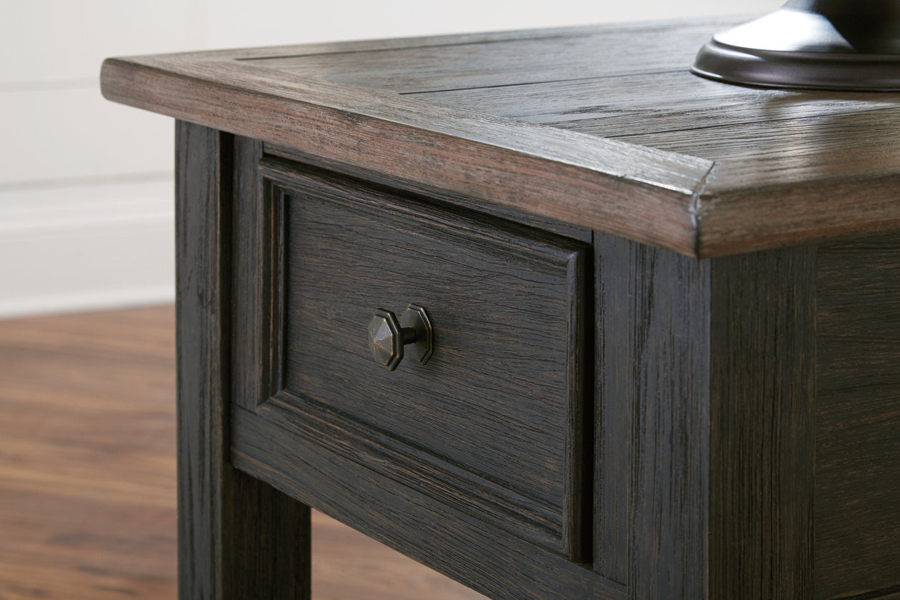 Tyler Creek Grayish Brown/Black Coffee Table and 2 End Tables T736
