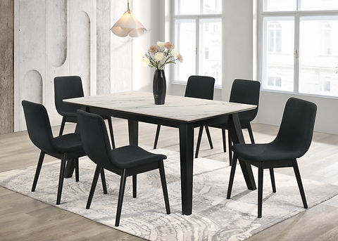 Dorri Black 7pc Dining Room Set D1451