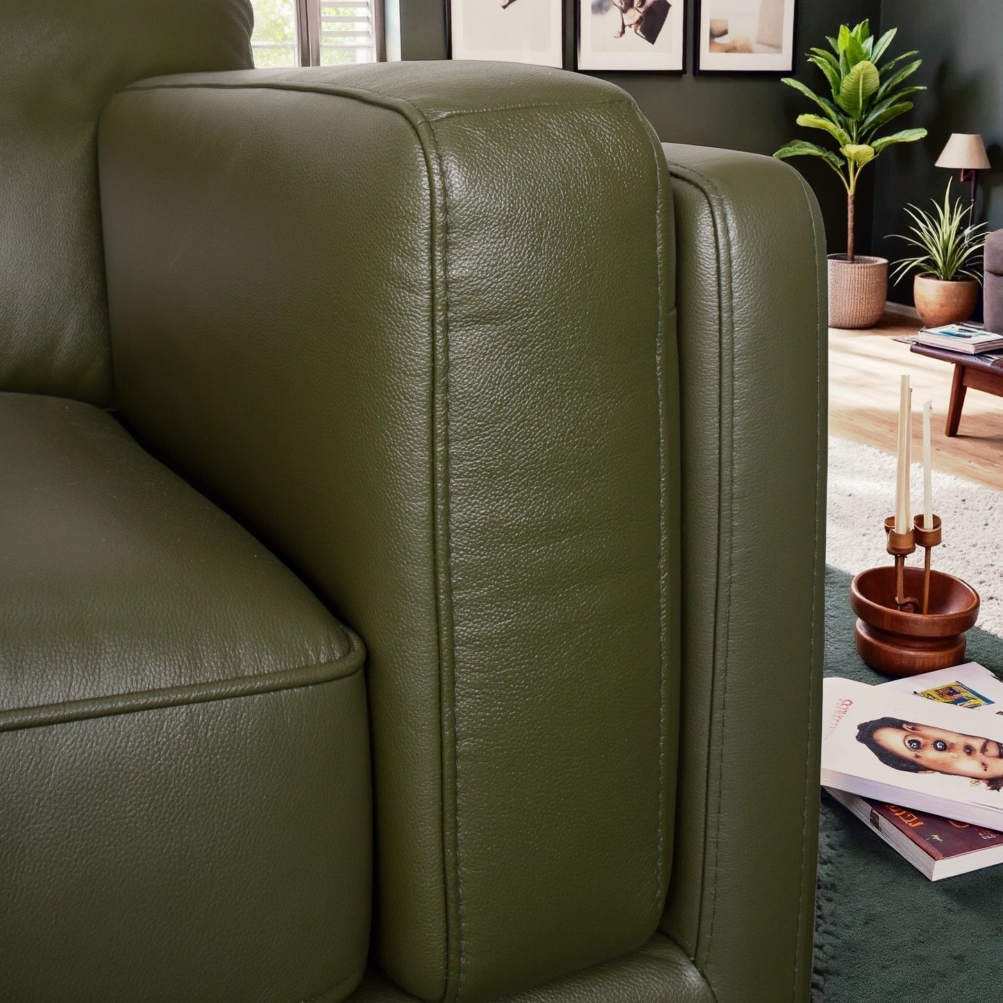 Raleigh Sustainable FSC Wood 3-Seater Top Grain Leather Sofa