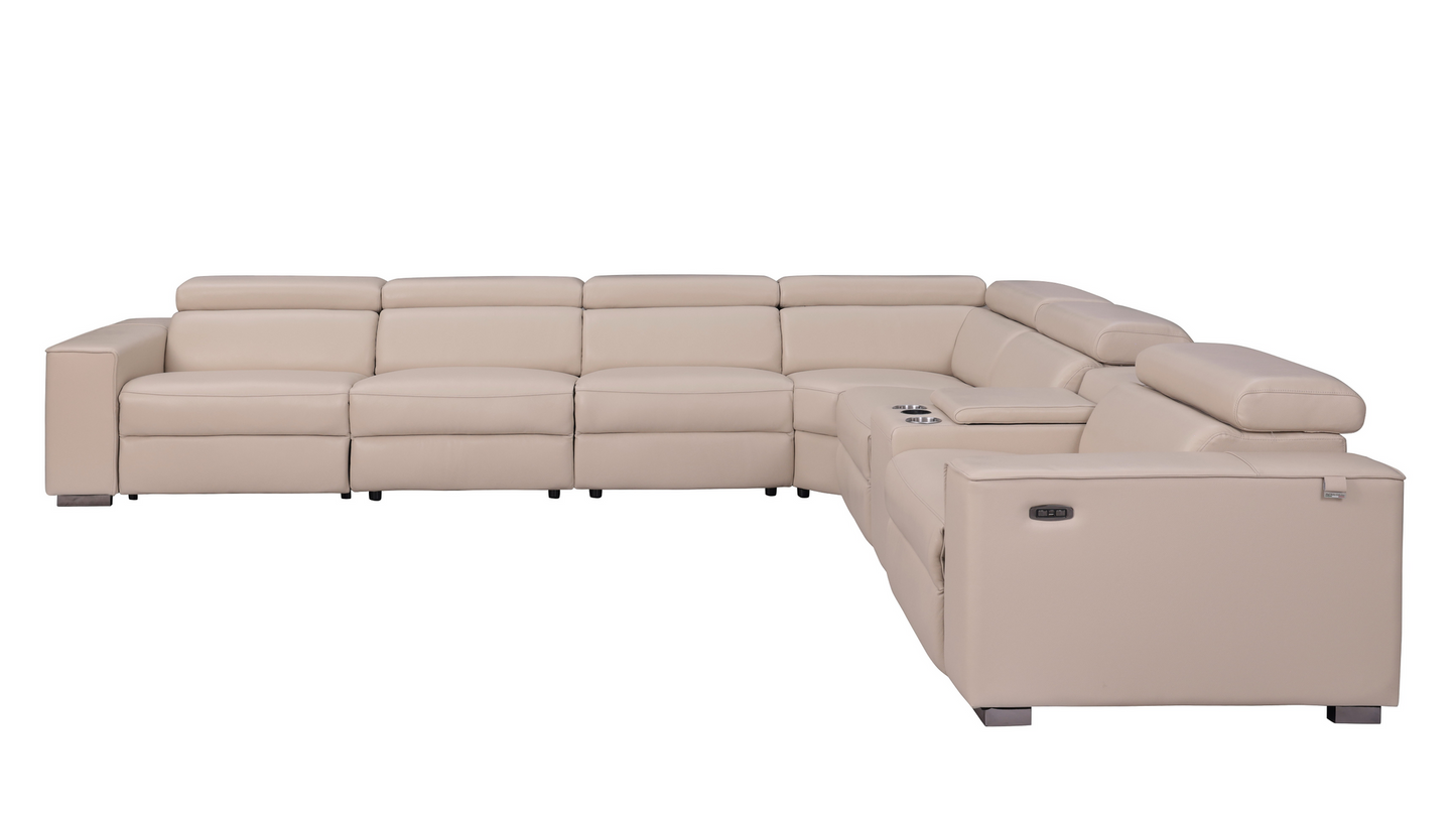 Picasso Beige 3-POWER Leather Match 7pc Sectional MI631