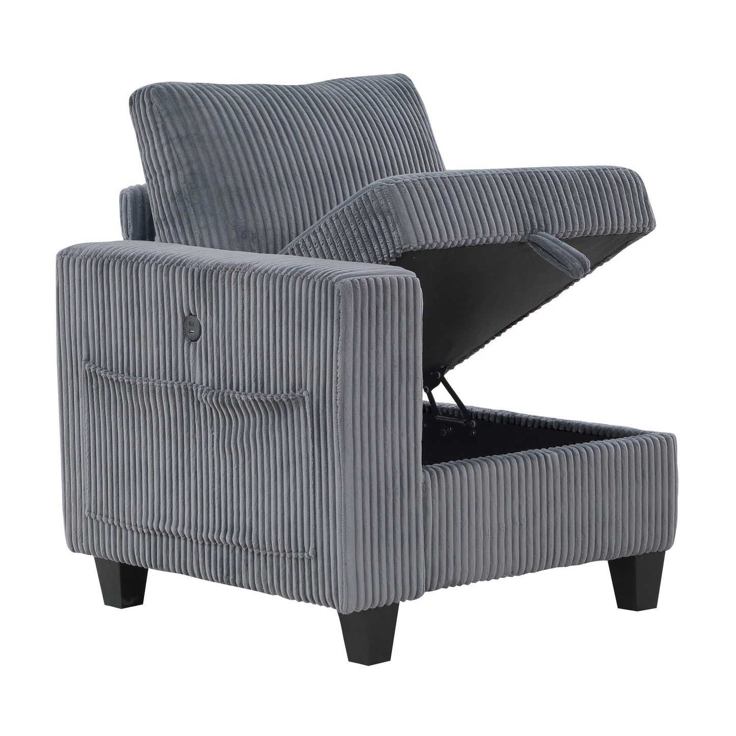 Walterboro Dark Gray Corduroy 5pc Sectional with Storage 9650