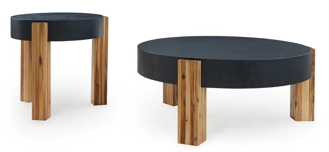 Breenmore Black/Natural 2pc Coffee Table Set T322-12