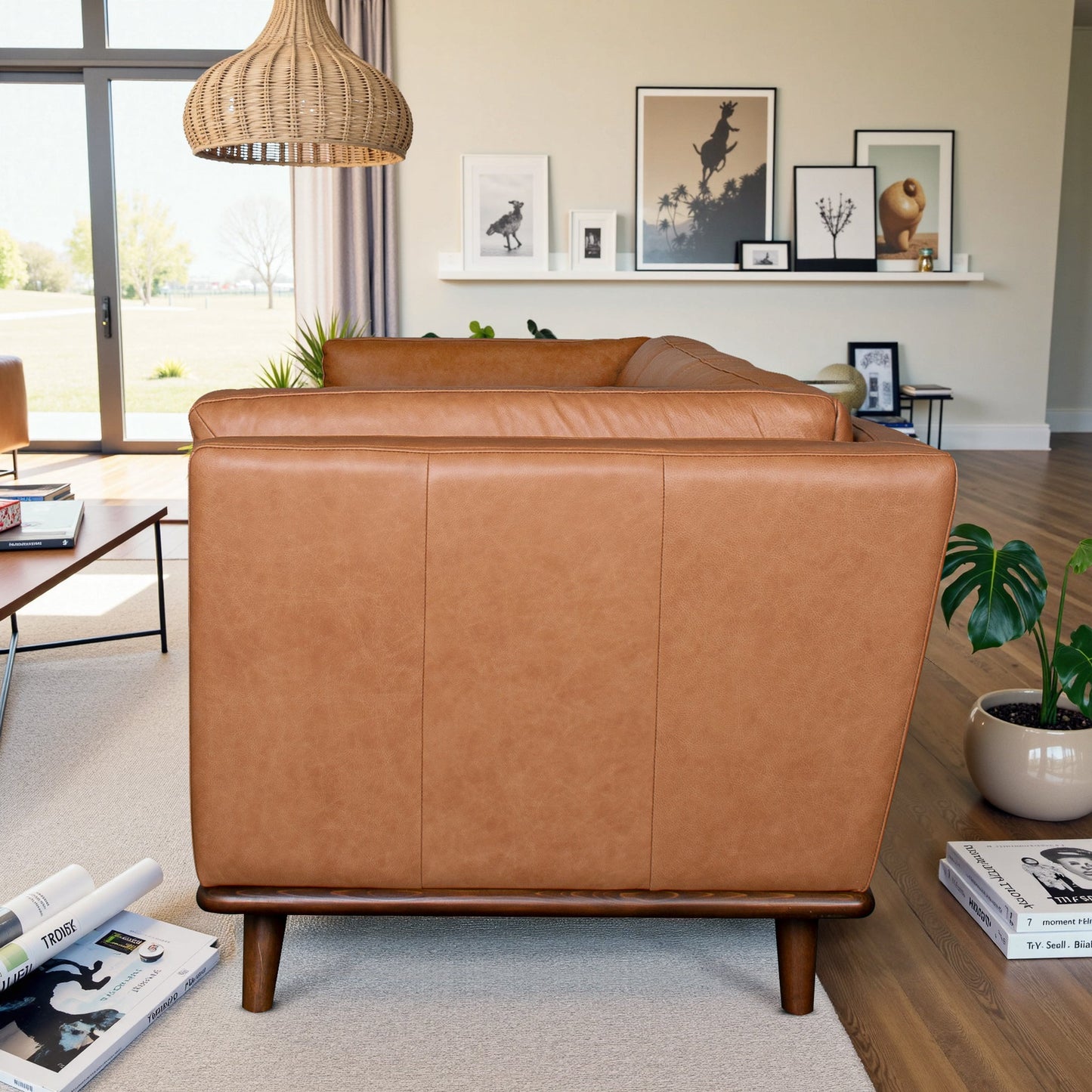Phoenix Tan Genuine Leather Sofa