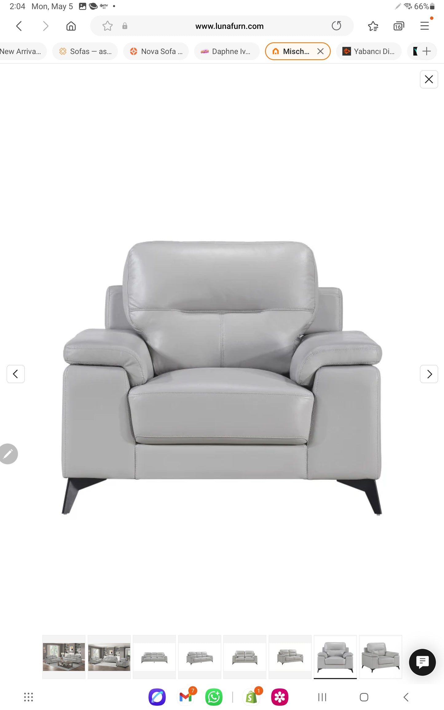 Mischa TOP GRAIN LEATHER Grey Living Room Set 9514