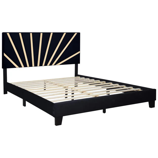 Nico Black Velvet King Platform Bed