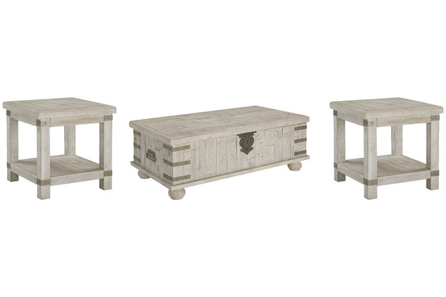Carynhurst White Wash Gray Coffee Table and 2 End Tables T757