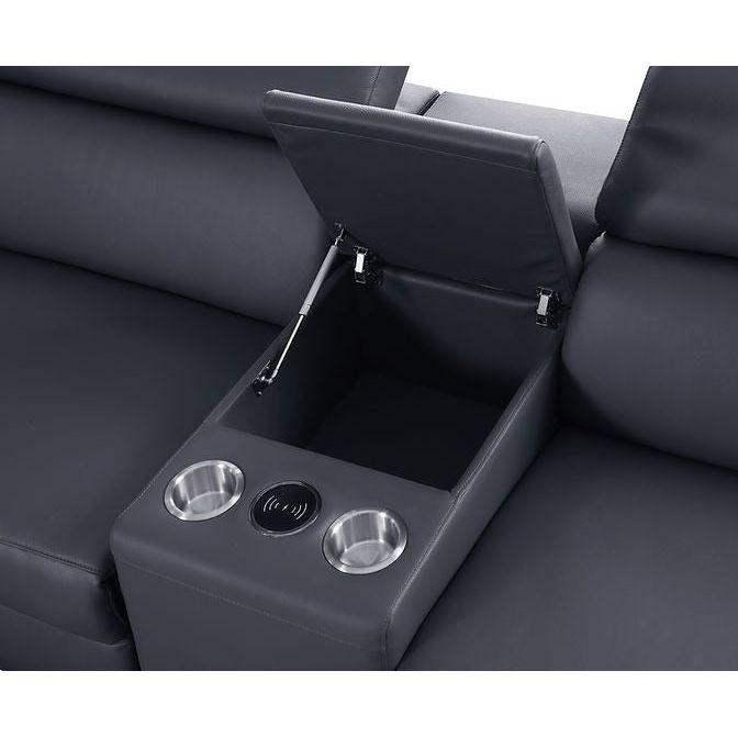 Picasso Dark Grey 3-POWER Leather Match 7pc Sectional MI631