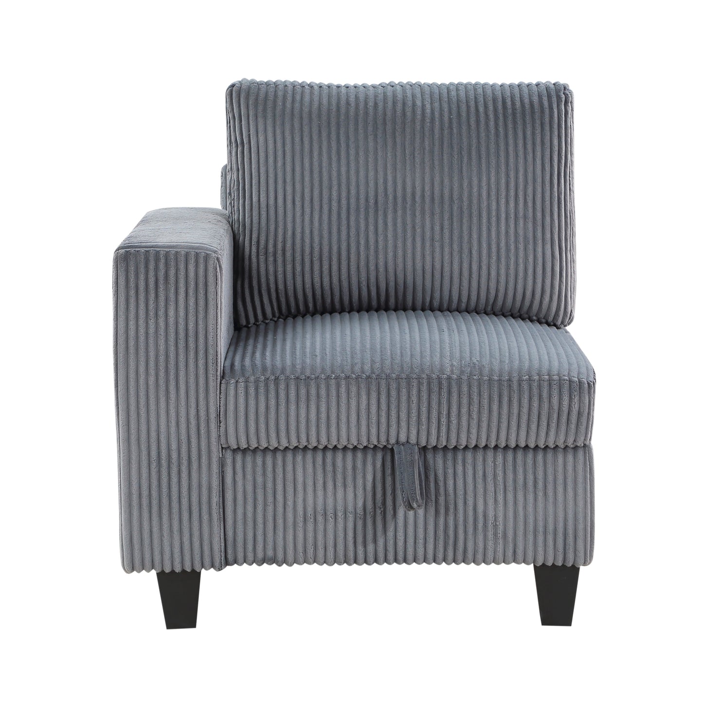 Walterboro Dark Gray Corduroy 5pc Sectional with Storage 9650