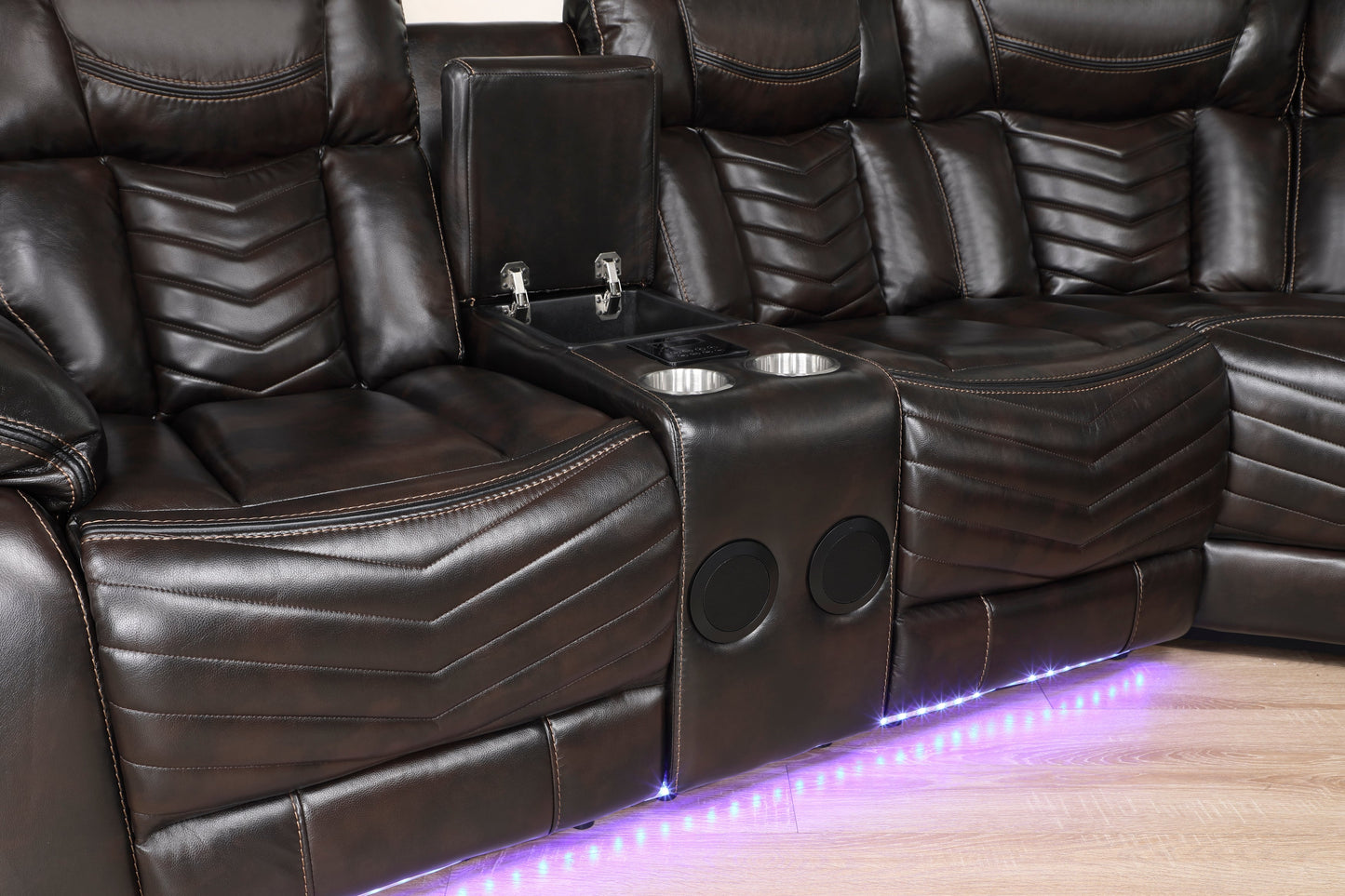 Ramone Dark Brown POWER/LED Reclining Sectional 9508