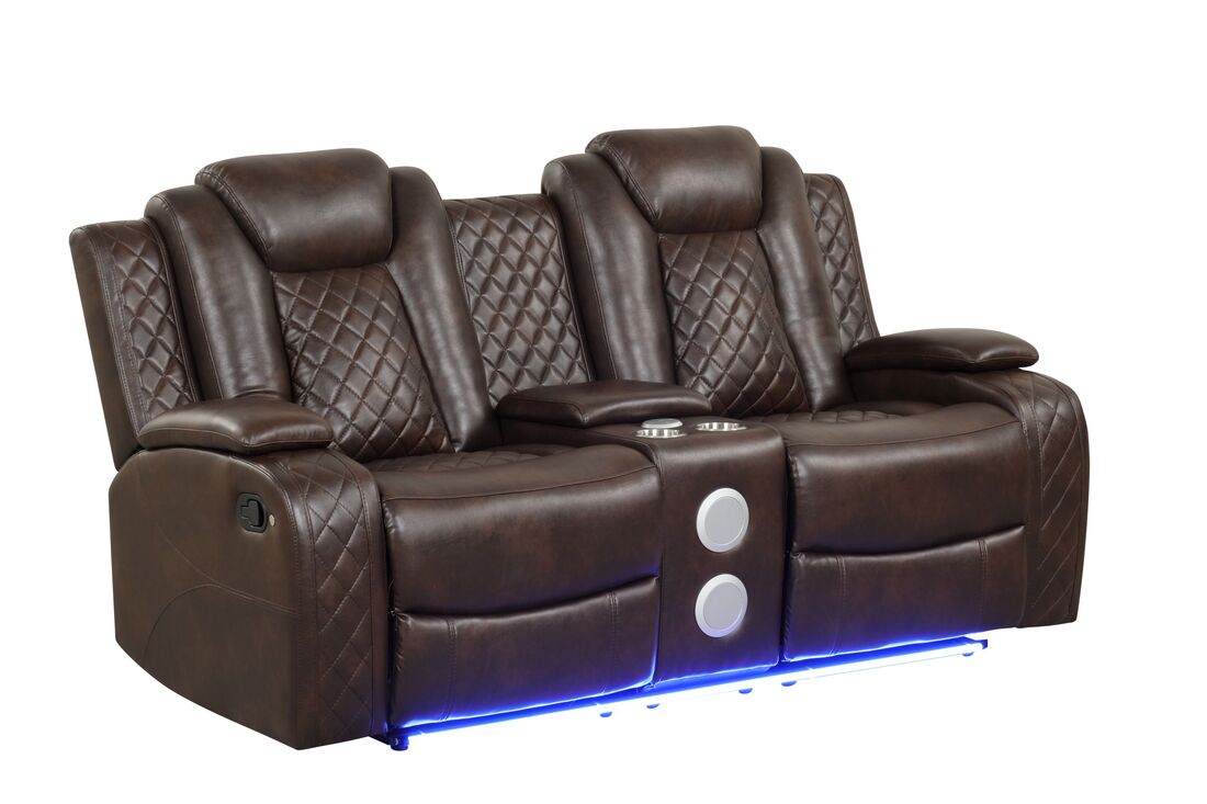 Luz Brown BLUETOOTH SPEAKERS/LED 3pc Reclining Set