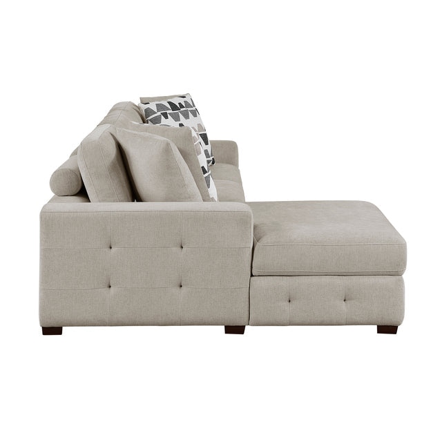 Raife Taupe 3pc Sectional with Left Chaise and Ottoman 9624