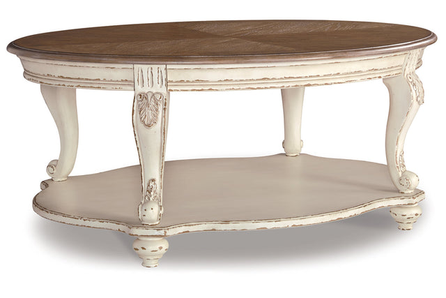 Realyn White/Brown 3pc Coffee Table Set T743