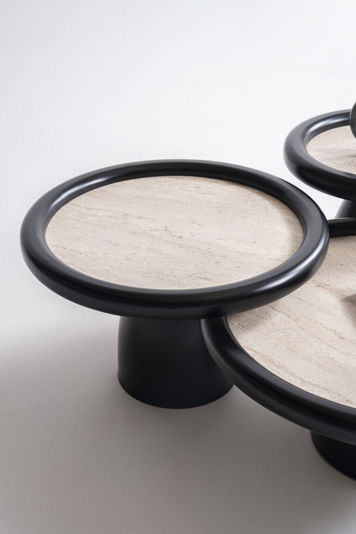 950 Black Travertine 3pc Coffee Table Set