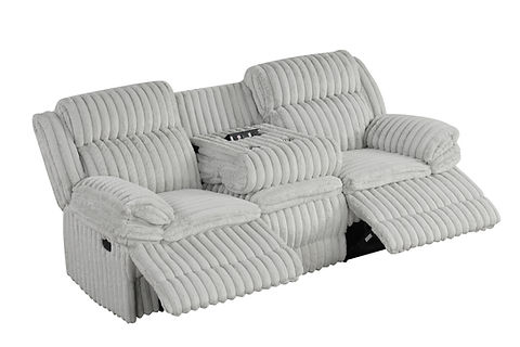 Mellow Grey Thick Stripe Fabric 3pc Reclining Set S3939