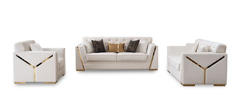 Hilena White/Gold Velvet Living Room Set S2401