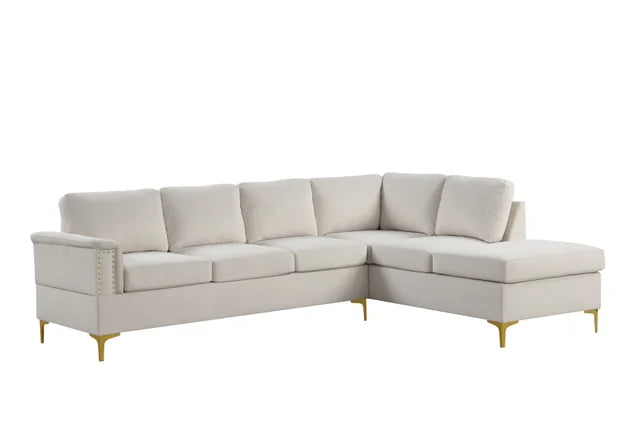Vogue Cream Velvet Sectional Sofa