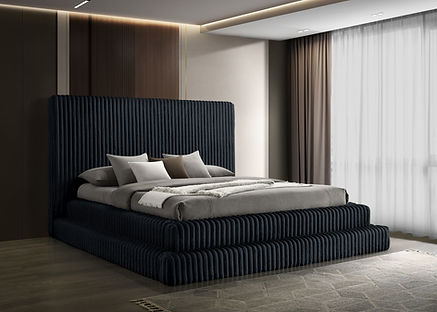 Micah Black Corduroy Platform Bedroom Set B9020