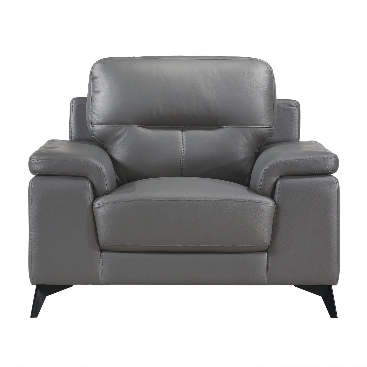 Mischa TOP GRAIN LEATHER Dark Grey Living Room Set 9514