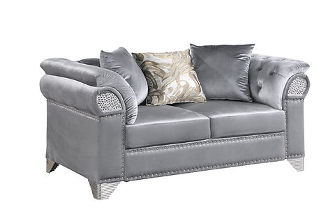Emma Grey Velvet Sofa and Loveseat S3600