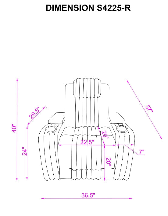 Lita Brown POWER RECLINER/ HEADREST/LED 3pc Living Room Set S4225