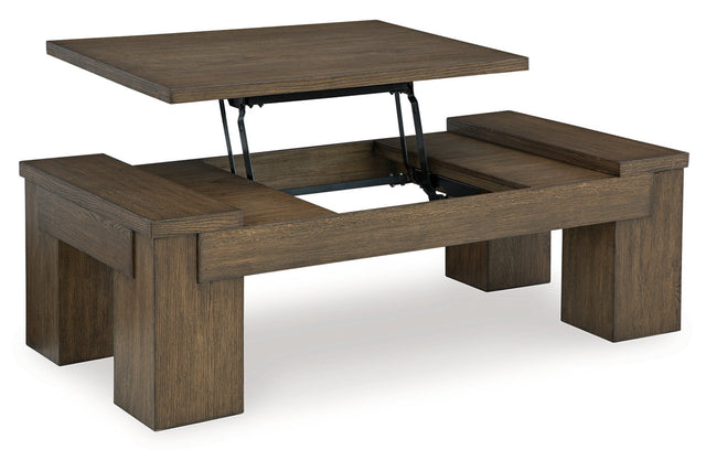 Rosswain Warm Brown Lift-top Coffee Table and 2 End Tables T763