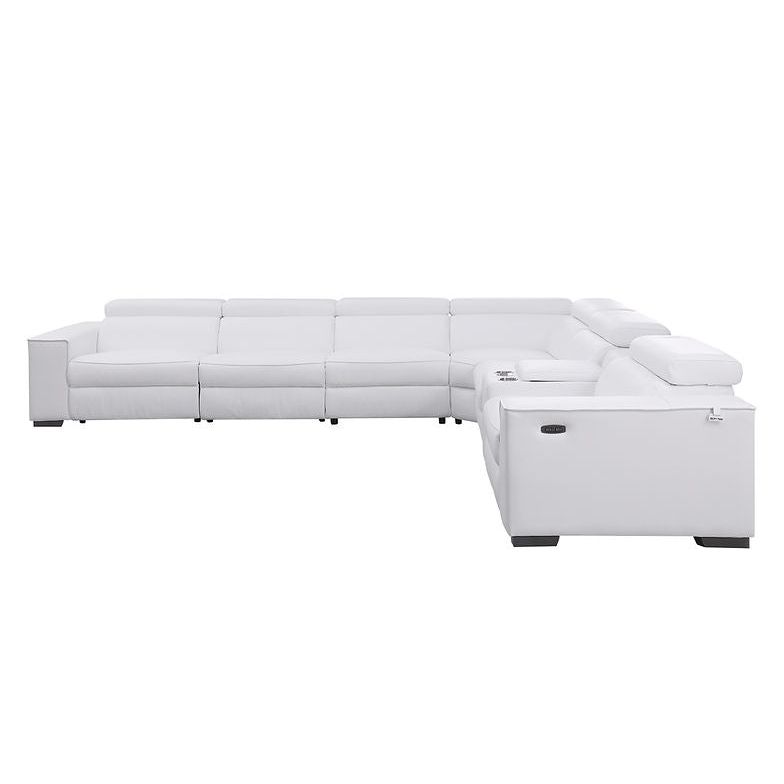 Picasso White 3-POWER Leather Match 7pc Sectional MI631