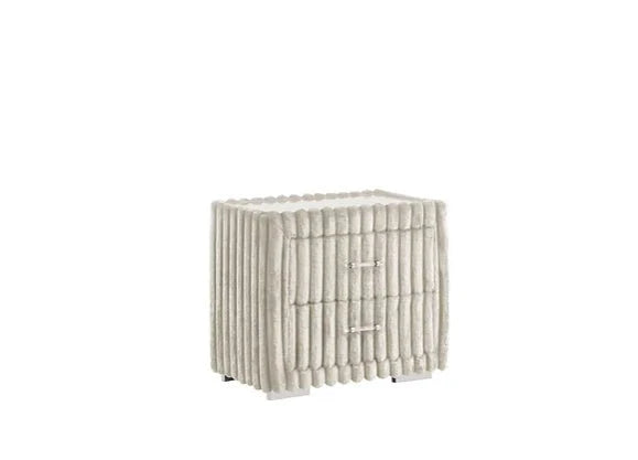 Melinda Cream Corduroy Fabric LED Bedroom Set B3001