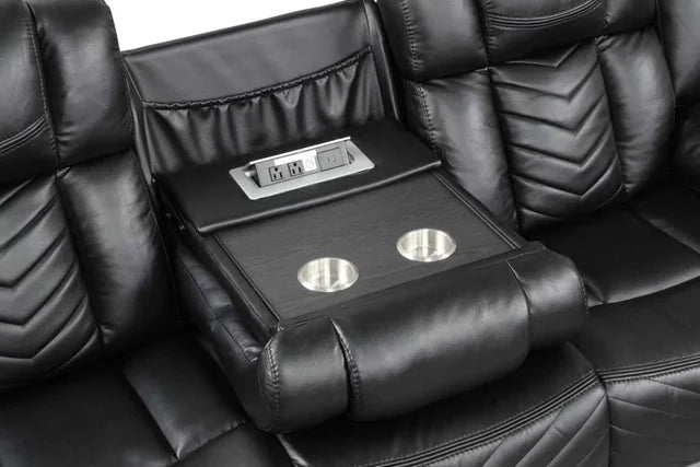 Ace Black LED/BLUETOOTH SPEAKERS 3pc Reclining Set