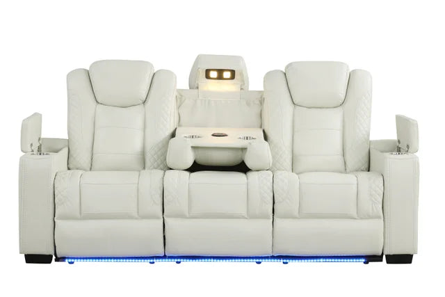 Stefano50 White LED/BLUETOOTH SPEAKERS 3pc Reclining Set