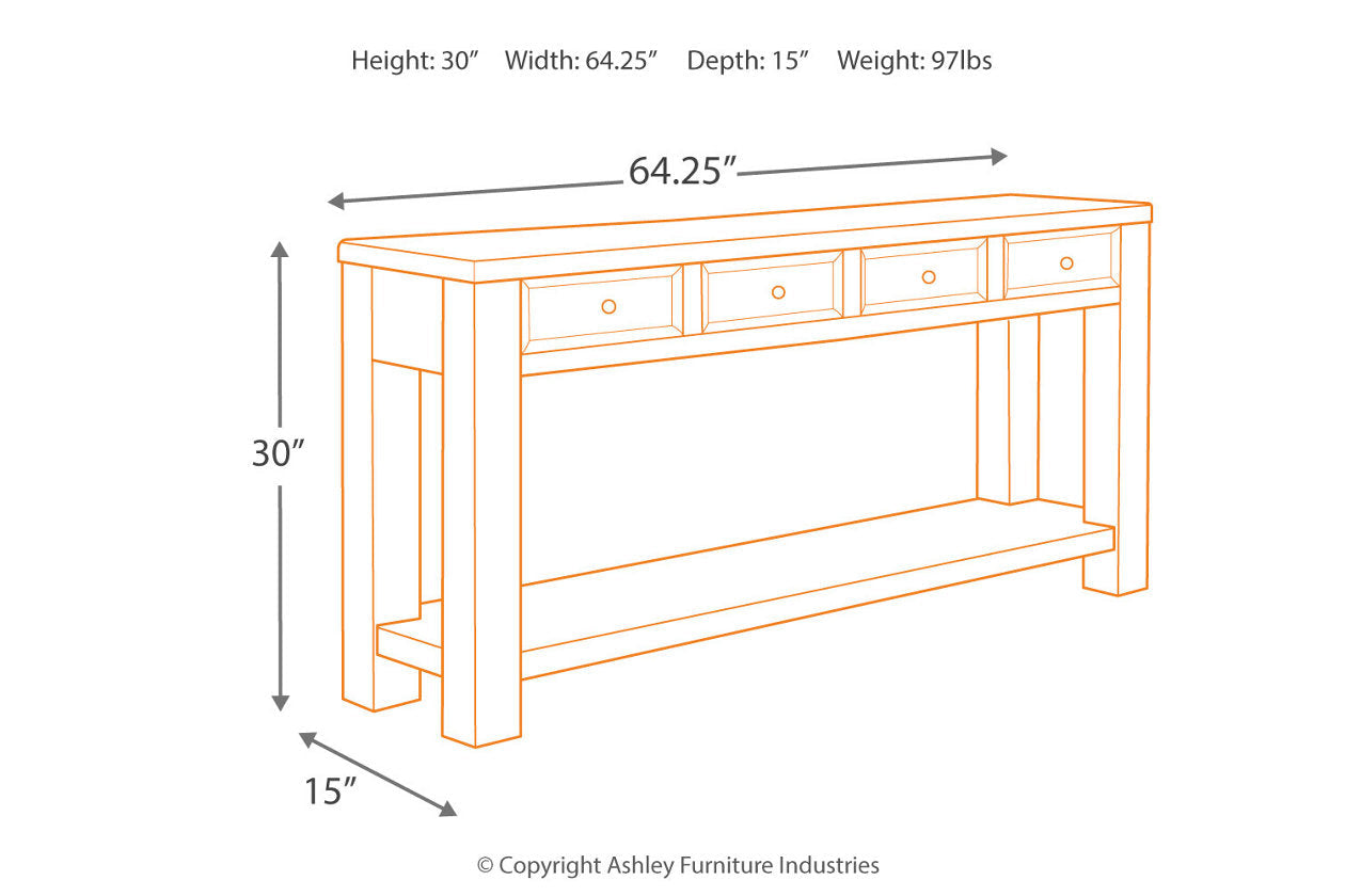 Gavelston Black Sofa/Console Table T732