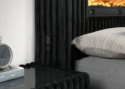 Henley Black Corduroy LED Fireplace/TV Lift Platform Bedroom Set B2040