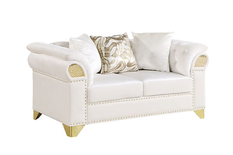 Emma Cream Velvet Sofa and Loveseat S3600