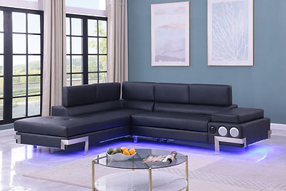 Magic Black PU LED/BLUETOOTH SPEAKERS Sectional S1047