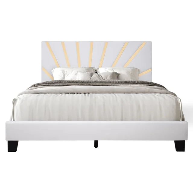 Nico White Velvet King Platform Bed