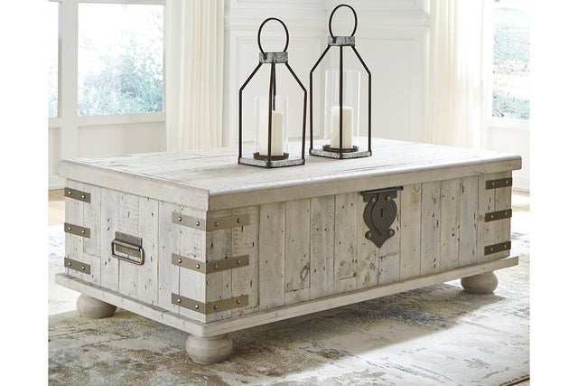 Carynhurst White Wash Gray Coffee Table and 2 End Tables T757
