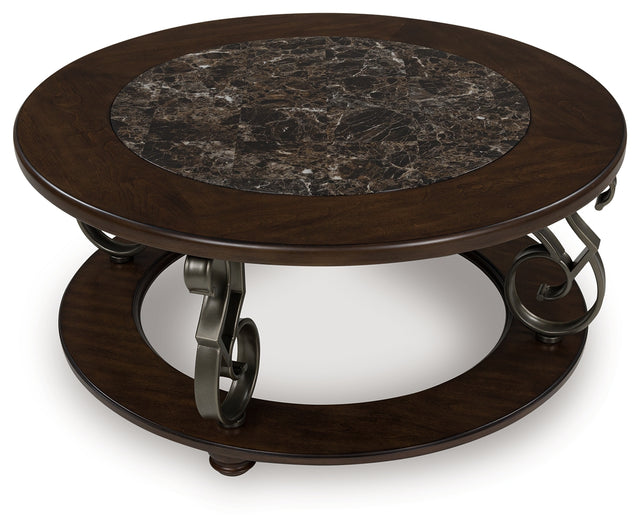 Frallyn Dark Brown Coffee Table and End Table T623