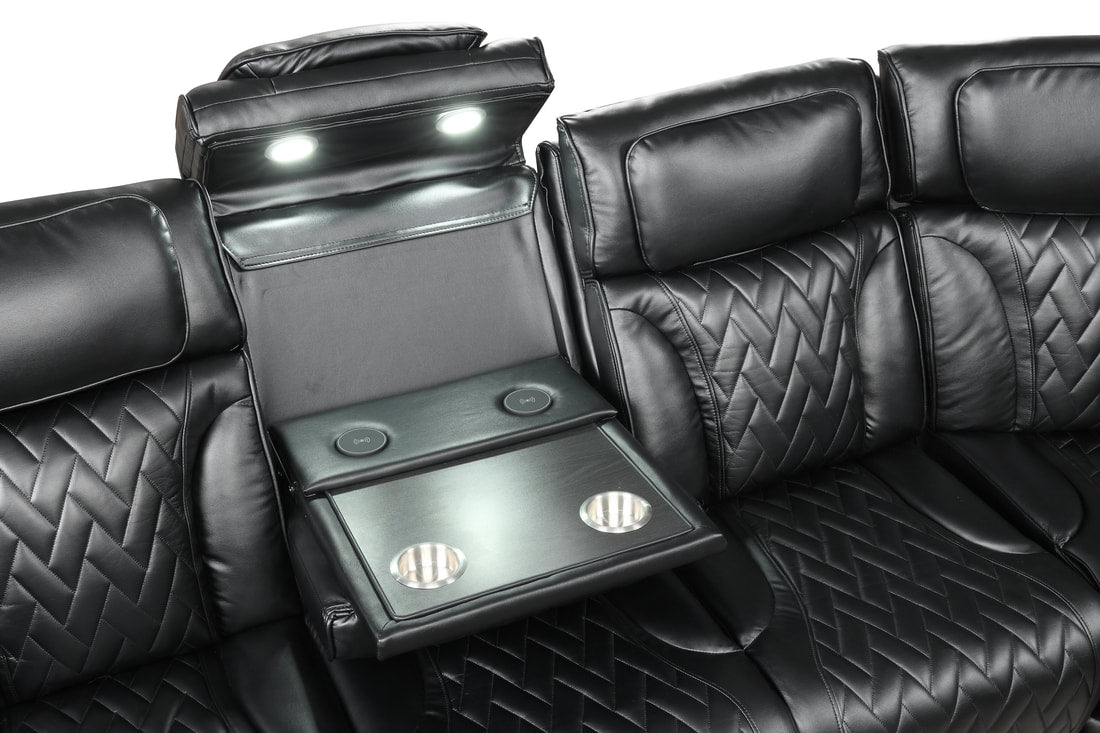 Barcelona Black POWER/LED/BLUETOOTH SPEAKERS Sectional