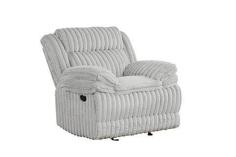 Mellow Grey Thick Stripe Fabric 3pc Reclining Set S3939