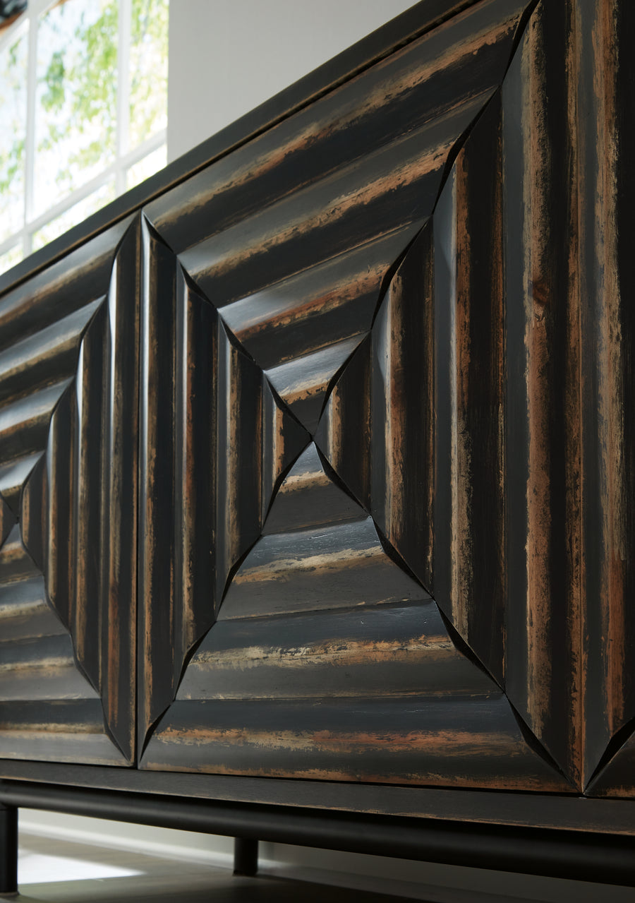 Fair Ridge Distressed Black Accent Cabinet A4000573