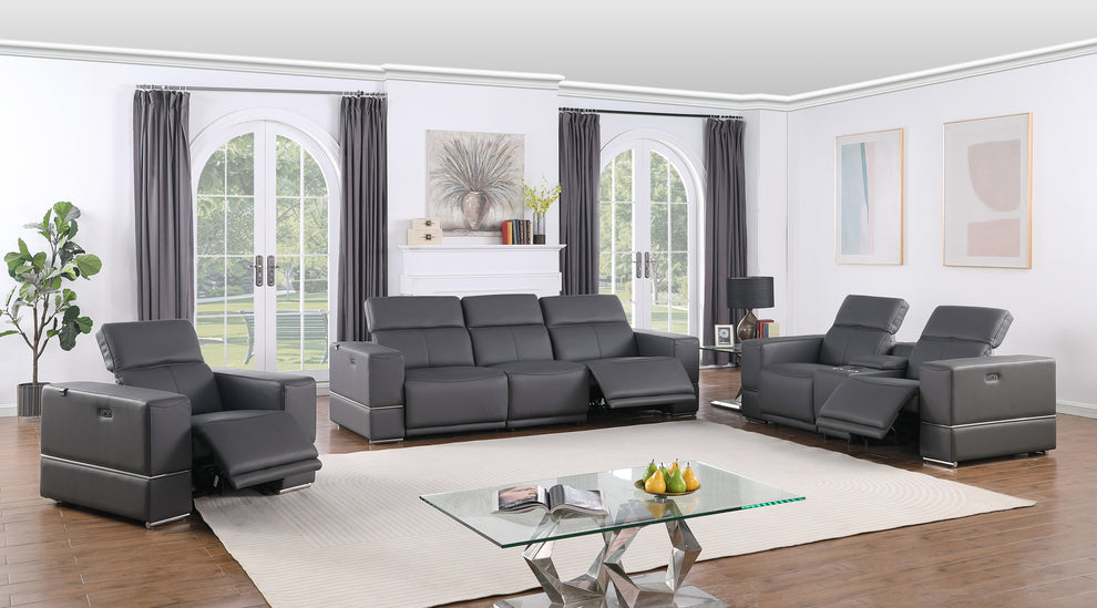 Franco Dark Grey POWER Reclining Living Room Set MI-1122