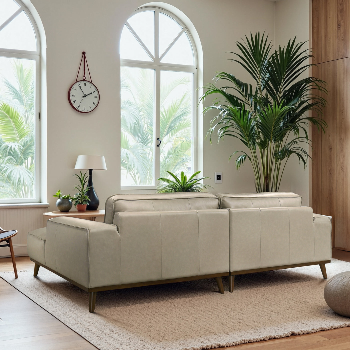Kerrville Beige Genuine Leather Right Sectional