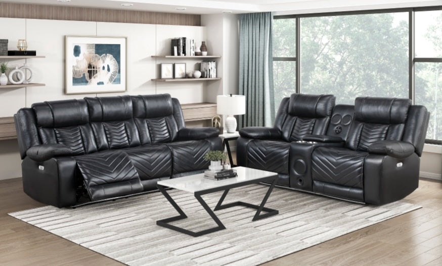 Huron Black POWER/LED/BLUETOOTH SPEAKERS Reclining Set 8457