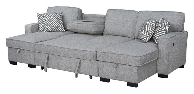 Sahara Gray - Double Storage Chaise Sectional
